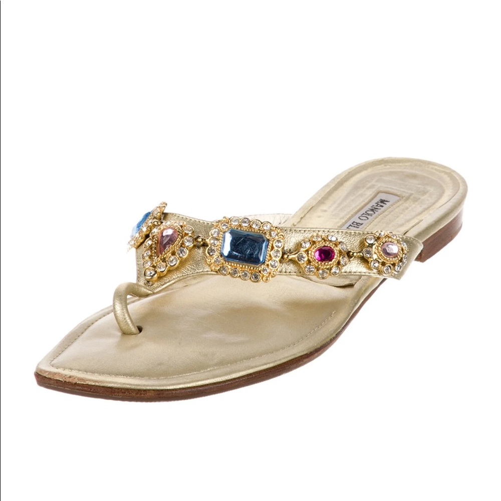 Manolo Blahnik jeweled flat sandals